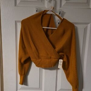 Mustard Yellow Wrap Sweater
